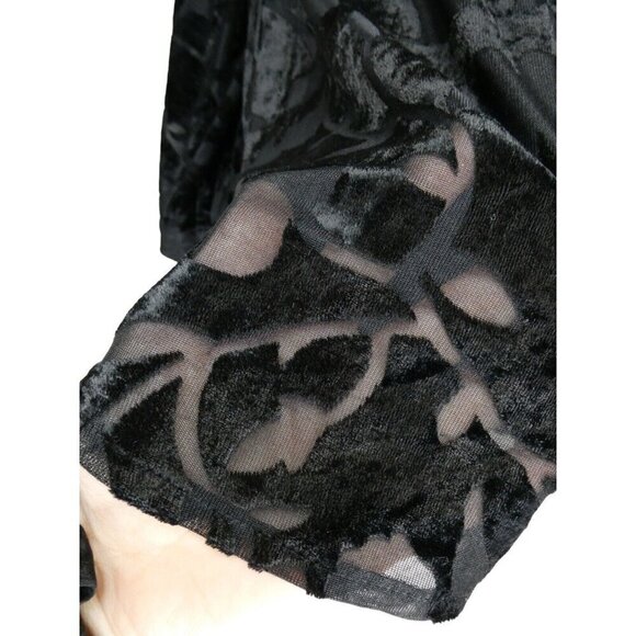 VTG Clio Burnout Velvet Semi‎ Sheer Blouse M Button Up Shirt whimsygoth *Flaw - Picture 7 of 10